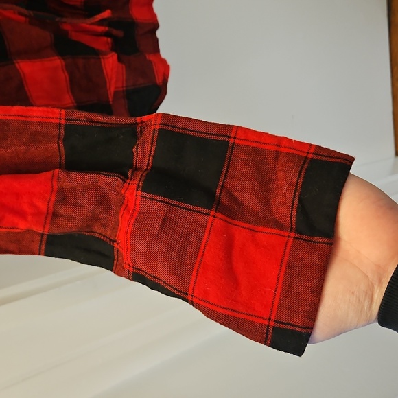 Red and Black Plaid Lace-Up Shirt - Picture 3 of 5